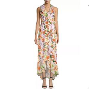 Alice + Olivia Evelia Asymmetric Floral maxi dress